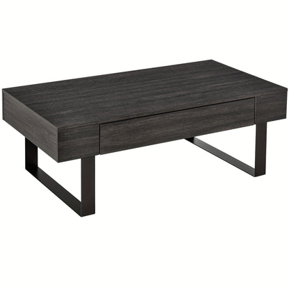 Modern Industrial Coffee Table Side Table with Drawer & Open Shelf - Heavy-Duty Steel Frame, Easy Assembly, Space-Saving Storage Center Table for Living Room, Office, Apartment - Sturdy Metal Furniture, Coffee Table for Livin