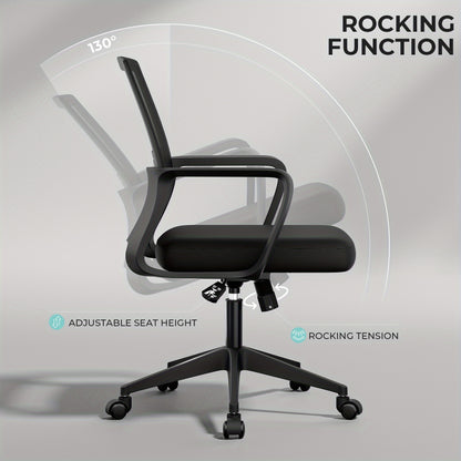Bureaustoel – Ergonomische Stoel – Office Chair – Computerstoel – Kantoorstoel – Memory Foam Zitting – Verstelbare Lendensteun – 360° Draaibaar – Mesh Rugleuning – Metalen Frame – Zwart