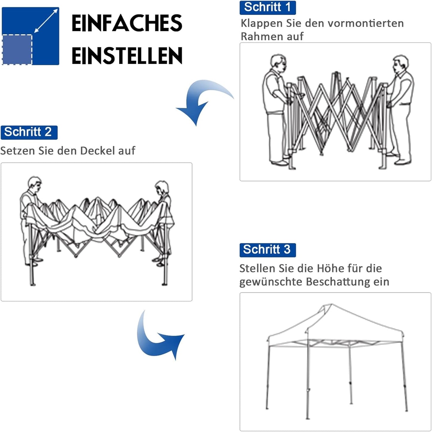 Paviljoen – Partytent – Tuinpaviljoen – Vouwtent – Prieel – 3x3m – Hoogte Verstelbaar – UV Bescherming 50+ – Winterbestendig – Blauw – Inclusief Draagtas Met Wielen
