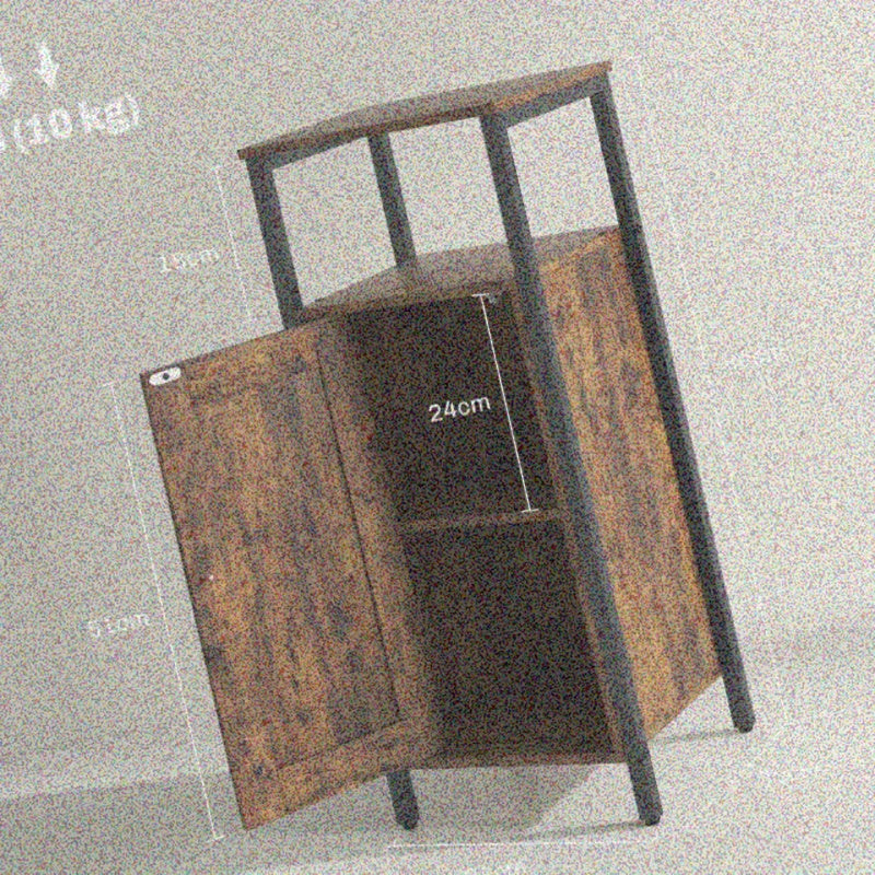 Industriële Bijzettafel – Salontafel – Nachtkastje – Opbergtafel – Tafeltje – Bruin Rustiek – Metalen Frame – Verstelbaar Plankje – Compact & Stevig Design 34x30x80 cm