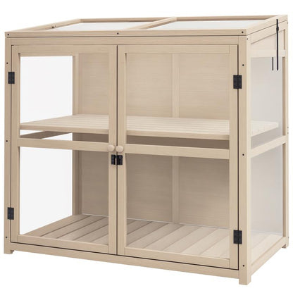 New Model Cold Frame Raised Bed Plant Bed, Weather-Resistant, 2 Levels, Spruce Wood, 103 X 61 X 103 Cm, Natural Greenhouse, Greenhouse For Garden, Green House, Greenhouse For Outside Heavy Duty, Greenhouse For Plants, Green H