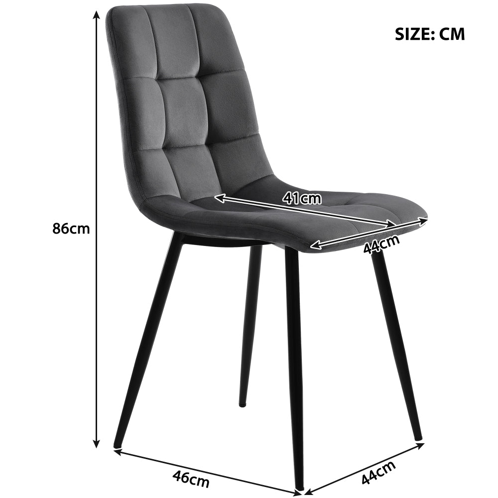 Dining chairs (set of 4), deep grey, 4pcs upholstered chair design with backrest, velvet seat and metal frame, the ideal choice for your dining and living areas.,  Dining Room Furniture, Elegant Dining Set, Stylish Backrest,