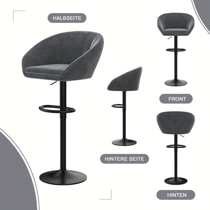 Draaifauteuil – Draaistoel – Fauteuil – Loungestoel – Relaxstoel – 360° Draaibaar – Verstelbare Zithoogte 60-82 cm – Voetensteun – Stoffen Bekleding – Zacht Comfort – Beige & Grijs