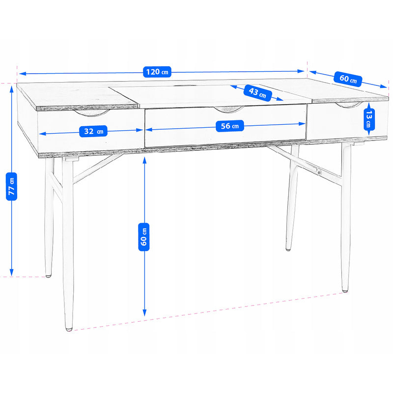 Computerbureau – Werktafel – Bureau – Schrijftafel – Studieplek – Ruim Werkblad – Steviele Stalen Poten