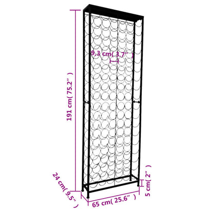 Wijnrek – Flessenrek – Wijnhouder – Wijnopslag – Wijnkast – Zwart Gepoedercoat Metaal – Voor 108 Flessen – Ruimtebesparend Verticaal Design