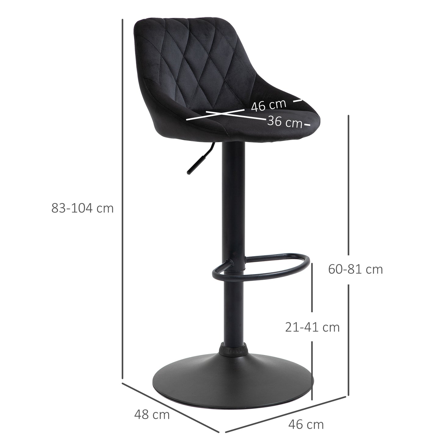 Barstoel – Barkruk – Keukenstoel – Barstoel Met Rugleuning – Barkruk Set Van 2 – Verstelbaar – 360° Draaibaar – Velvet Bekleding – Met Voetsteun – Met Stalen Frame