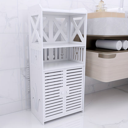 Badkamerkast – Opbergkast – Kolomkast – Badkamermeubel – Wastafelonderkast – Ruimtebesparend 40x25x90 cm – Waterbestendig PVC Met Decoratieve Uitsparingen