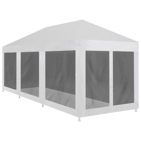 [1 Party Tent] 9x3m Party Tent with 8 Mesh Side Walls, Metal & Fabric Construction, No Electricity Required, for Events and Parties