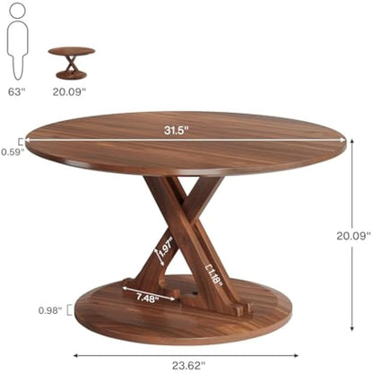 Ronde Salontafel – Koffietafel – Bijzettafel – Lounge Tafel – Accenttafel – Vintage Bruin – Mid-Century Modern Design – 80 cm Diameter