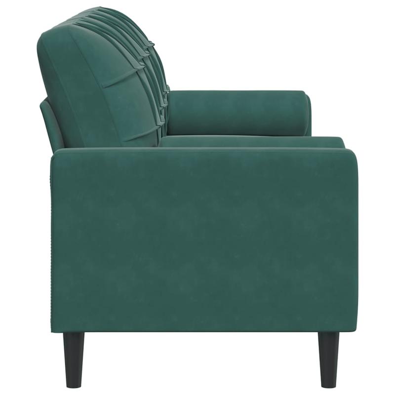 3-zits bank – sofa – zitbank – meubel – loungesofa – donker groen fluweel – 180 cm breed – hardhouten frame – brandwerend – decoratieve kussens – comfortabel