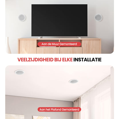 Bluetooth Plafondspeakers – Bluetooth Luidsprekers – Inbouw Speakers – Draadloze Speakers – Plafondluidsprekers – 4-Pack 200W – Draadloos Gemak – Strak Inbouwdesign