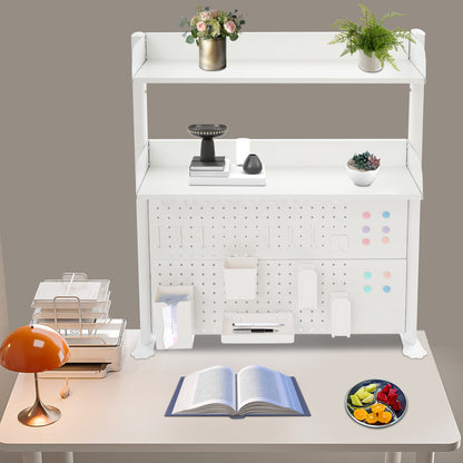 Bureau Organizer – Bureaurek – Boekenkast – Bureau Organizer Plank – Klem Bureau Organizer – Wit – Verstelbare Planken – Sterk Staal & MDF