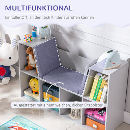 Kinderplank – Opbergrek – Zitbank – Opbergmeubel – Kinderzitje – 2-in-1 Kinderplank Grijs – Ruime Opbergruimte – Comfortabele Bekleding