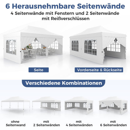 Vouwtent – Partytent – Evenemententent – Tuinkamer – Garden Pavilion – 3x6m Wit – Waterdicht – UV Bescherming 50+
