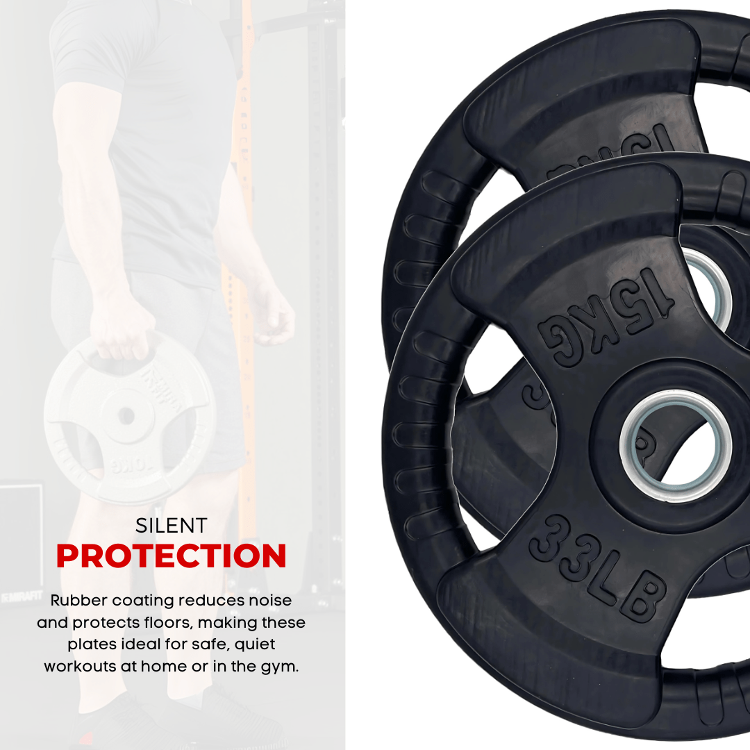 Weight Plate Value Set – Tri-Grip Rubber-Coated Cast Iron – 37.5KG, 107.5KG, 147.5KG, 290KG – 50mm Hole for Strength Training, Powerlifting, CrossFit & Home Gym