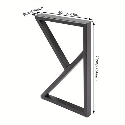 Tafelpoten – Meubelpoten – Tafelpoot Onderstel – Bureaupoten – Zwarte Metalen Poten – Industrieel Design – K-Vorm – 71 cm Hoog – Draagvermogen 200 kg