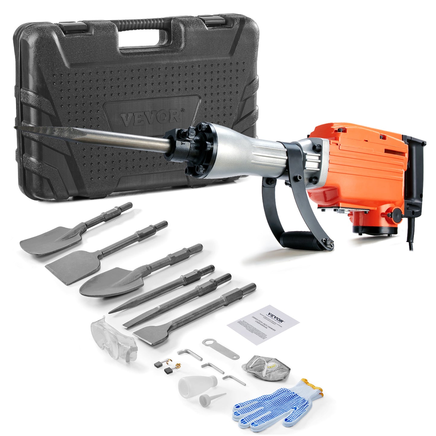 Breekhamer – Sloophamer – Betonhamer – Elektrische Hamer – Breekmachine – 2200W Motor – 6 Wisselbare Beitels – Aluminium Behuizing