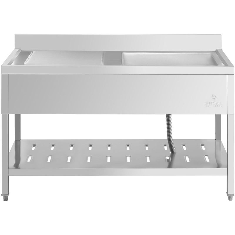 Eenpersoons Horeca Spoeltafel – Gastronomische Spoelbak – RVS Spoeltafel – Professionele Keukentafel – Laboratorium Spoeltafel – Extra Grote Spoelbak 51x52x24,5 cm – Verstelbare Poten & Hoge Rand 10 cm