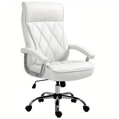 Bureaustoel – Office Chair – Draaistoel – Ergonomische Stoel – Bureau Stoel – Kunstleer – Verstelbare Hoogte – Kantelfunctie – Wit