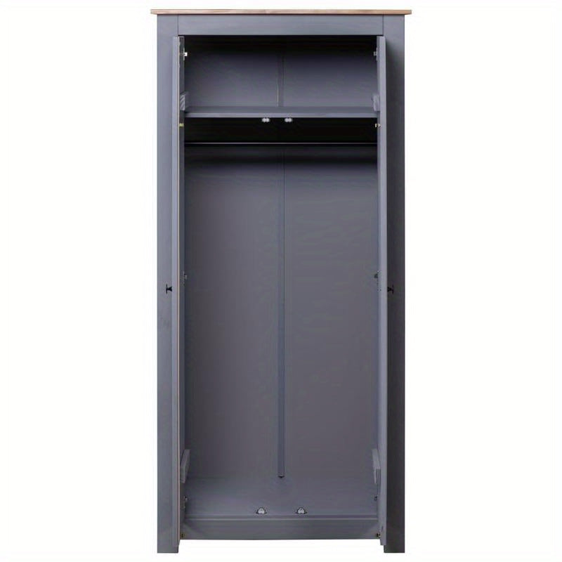 Kast – Garderobekast – Opbergkast – Dressoirkast – Kledingkast – Grijs – Massief Grenenhout – 80x50x171,5 cm – Stevig & Duurzaam