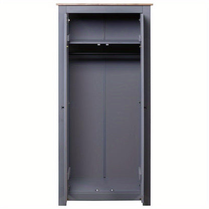 Kast – Garderobekast – Opbergkast – Dressoirkast – Kledingkast – Grijs – Massief Grenenhout – 80x50x171,5 cm – Stevig & Duurzaam