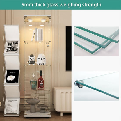 Glazen Vitrinekast – Glazen Showcase – Displaykast – Collectiekast – Staande Vitrine – 4 Glazen Planken – Gehard Glas Met LED-Verlichting En Slot