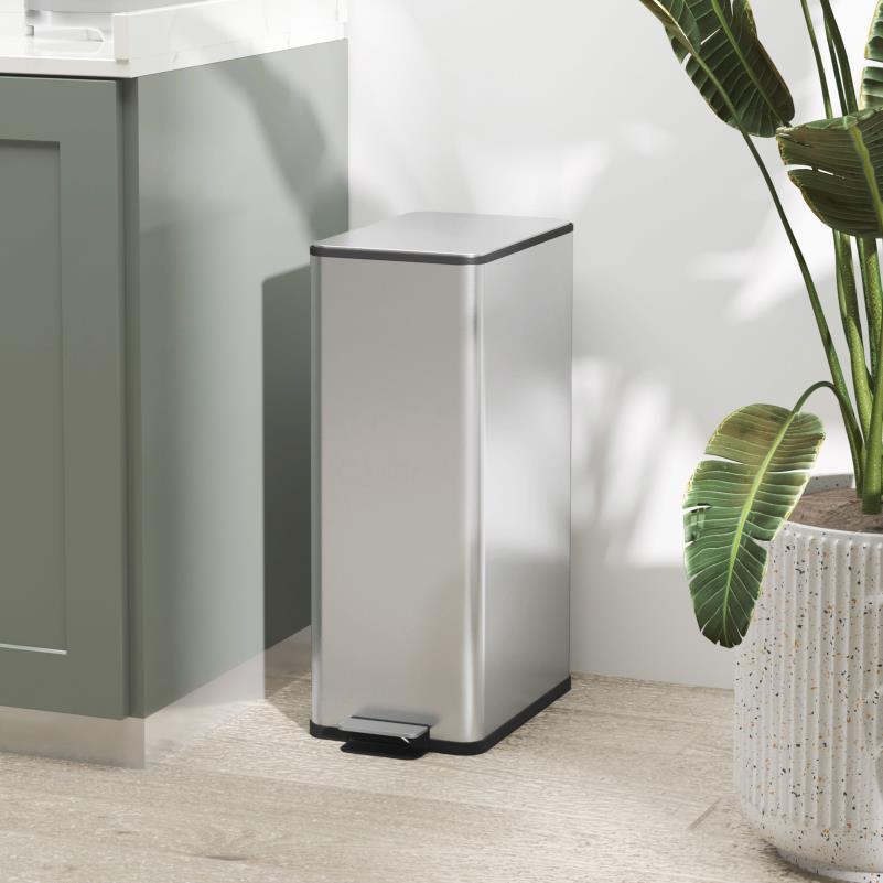 Prullenbak – Afvalemmer – Pedaalemmer – Vuilnisbak – Afvalbak – Roestvrij Staal – 20L Dubbel Vak – Handsfree Voetpedaal – Vierkant Design – Duurzaam & Hygiënisch – 21,5x37,2x57 cm