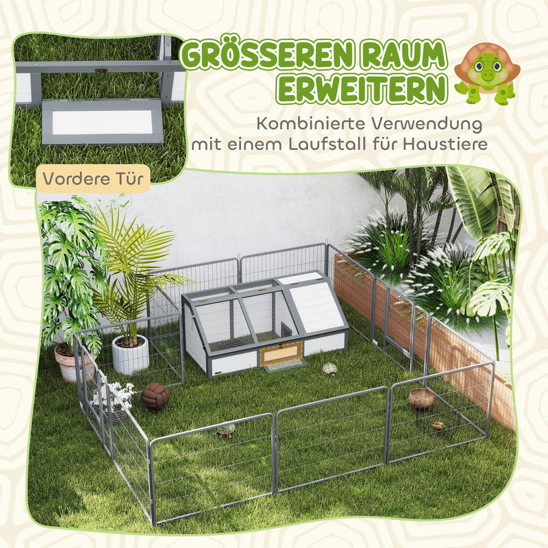 Outdoor/Indoor Small Animal Habitat Cage with Removable Base - Easy-Access Door & Spacious Design, Durable Turtle House & Nesting Box for Rabbits, Guinea Pigs, Hamsters, Lizards - Ventilated Mesh Top & Solid Floor, Low-Mainte