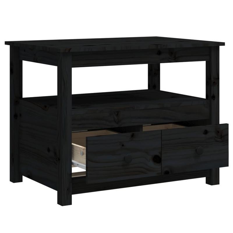 Coffee table 71x49x55cm solid pinewood black Removable, suitable for indoor use and suitable for all seasons, Living Room Furniture, Seasonal Furniture, Stylish Decor, Contemporary Furniture, Quality Craftsmanship, Pinewood W