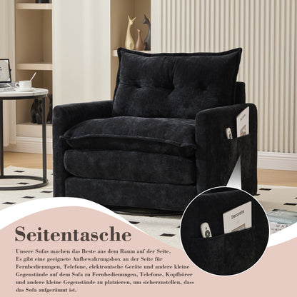 Loungestoel – Fauteuil – Relaxstoel – Draaistoel – Zitzak – 360° Draaibaar – Handmatig Verstelbare Rugleuning – Chenille Stof – Stevige Rugleuning