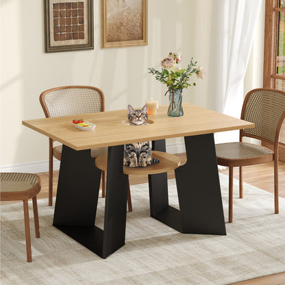 Keukentafel – Eettafel – Tafeltje – Keukenmeubel – Dinerbank – Rechthoekig – Met Dierenruimte en Opbergrekken – Geschikt voor 6 Personen – 130×85×75 cm