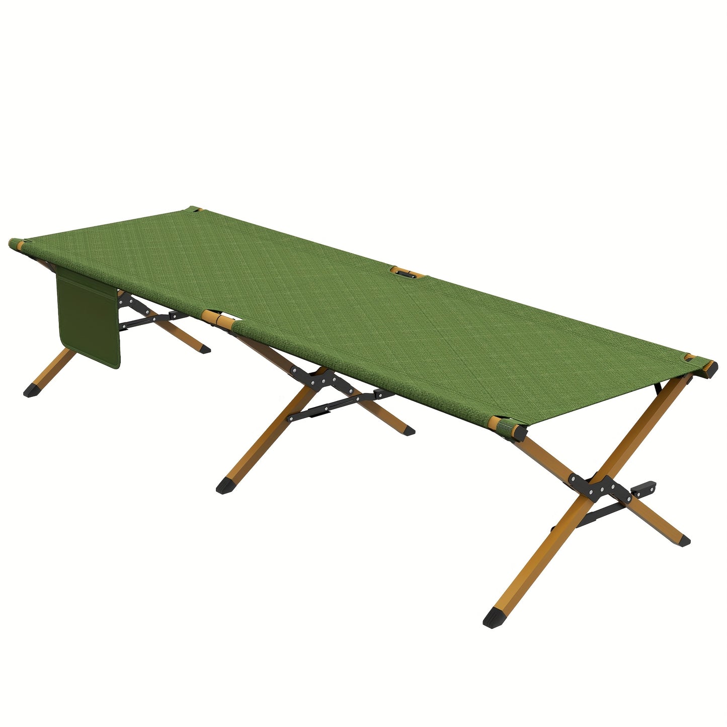 Draagbare Inklapbare Zonnebed – Ligbed – Lounger – Relaxstoel – Strandbed – Donkergroen – Lichtgewicht Aluminium Frame – Duurzaam Oxford Stof – 196x64x45 cm – Ingebouwde Zijzakken