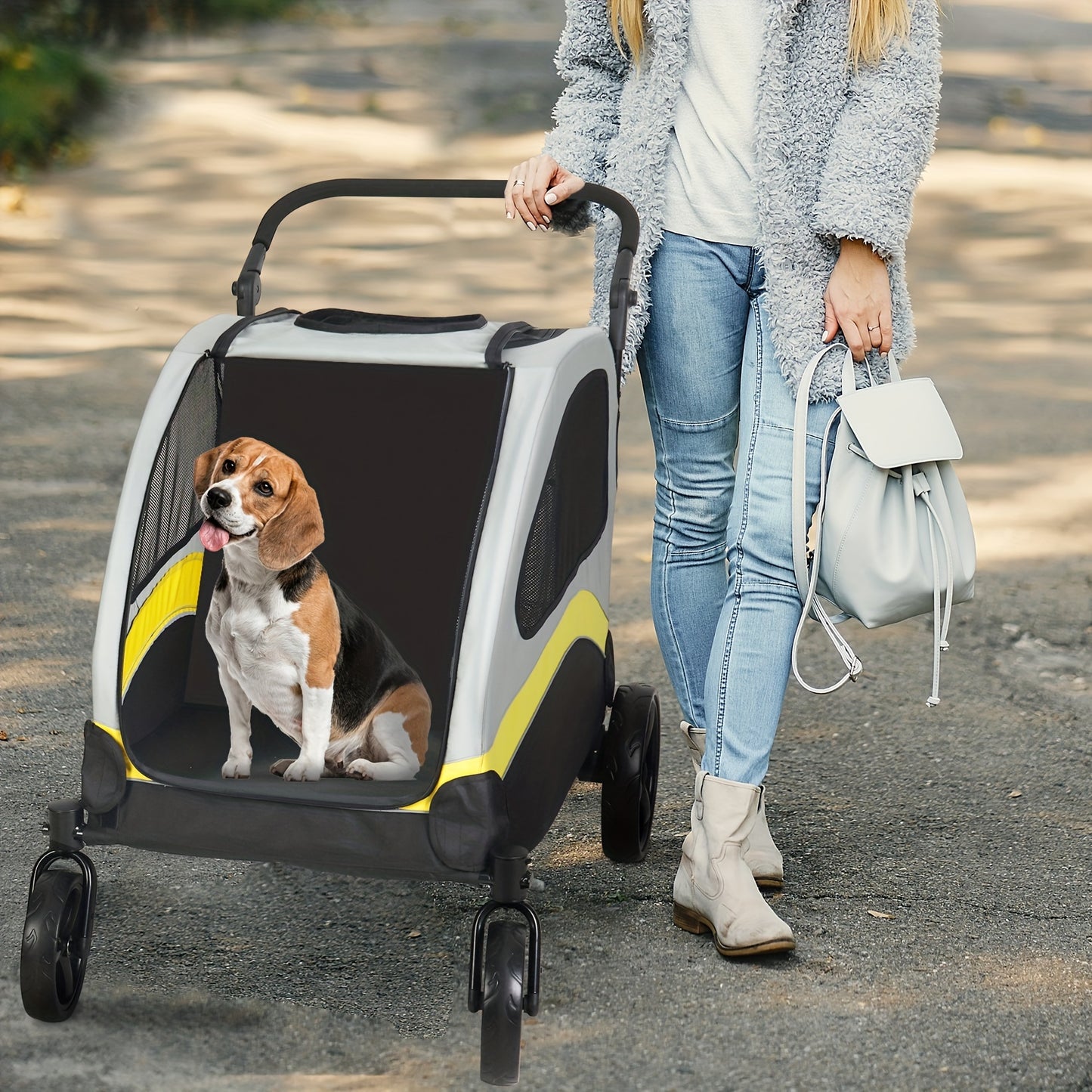 Hondenbuggy – Hondenwagen – Huisdierenbuggy – Wandelwagen – Dierenkar – Geschikt voor Honden tot 20 kg – Opvouwbaar Met Metaal Frame