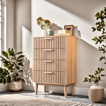 Commode – Ladekast – Dressoir – Opbergmeubel – Kastje – 4 Laden – Hout – 60x34x91 cm – Veilig ontwerp – Duurzaam MDF