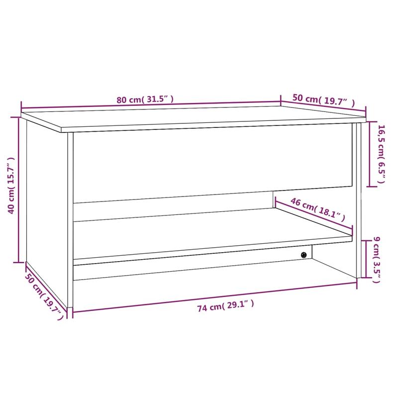 Modern Rectangular Solid Acacia Wood Coffee Table - 80x50x40cm, Smoked Oak Finish, Lightweight & Durable, Easy Assembly, No Power Needed, Perfect for Living Room or Outdoor Spaces, Indoor/Outdoor Use, Coffee Table for Living