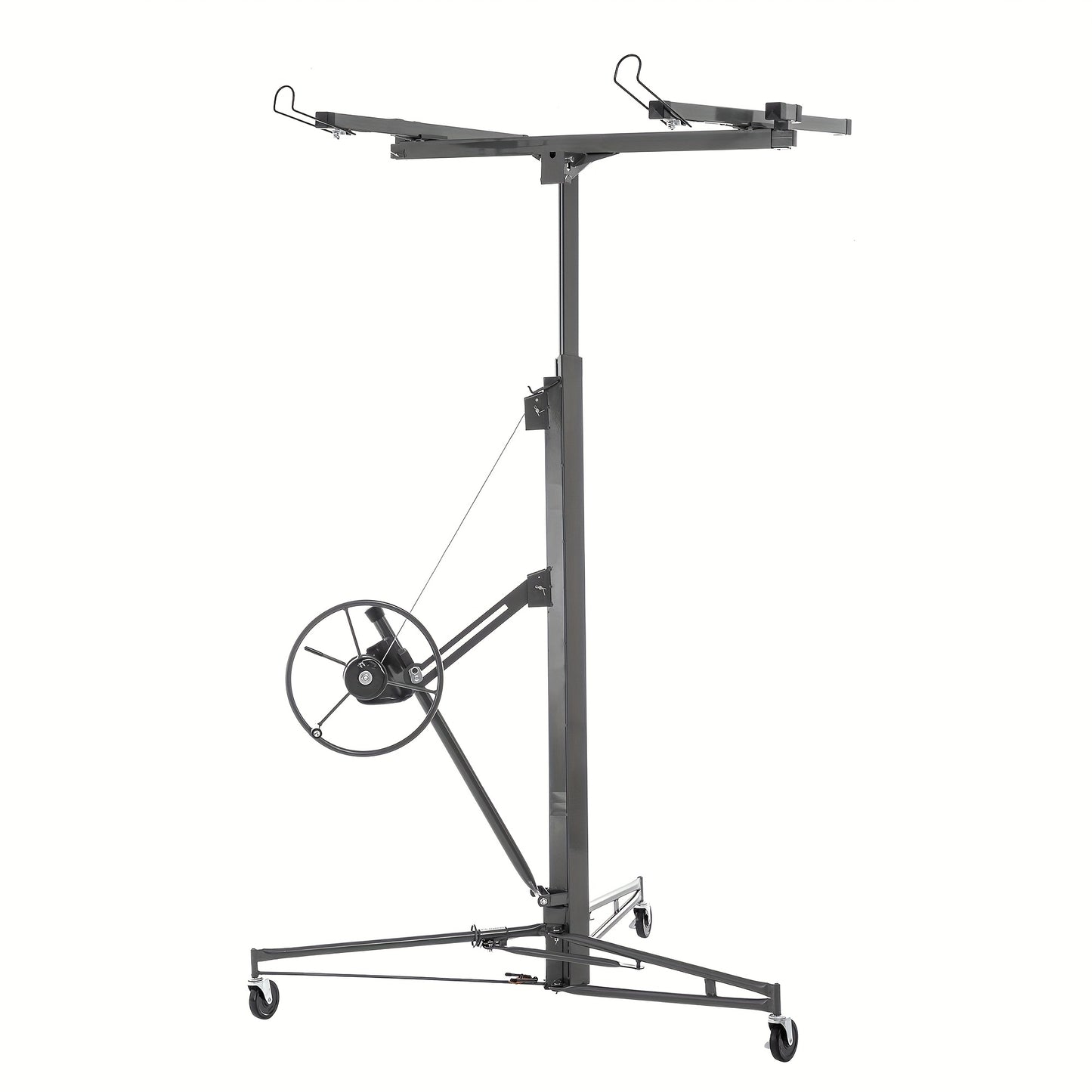 Foldable Heavy-Duty Plasterboard Lift Suitable for Plasterboards - Adjustable Height (180-470cm), Portable 3-Wheel Lift with Parking Brake & 60° Tilt, Metal Frame for Drywall Installation, Ceiling & Wall - Ideal for DIY & Pr