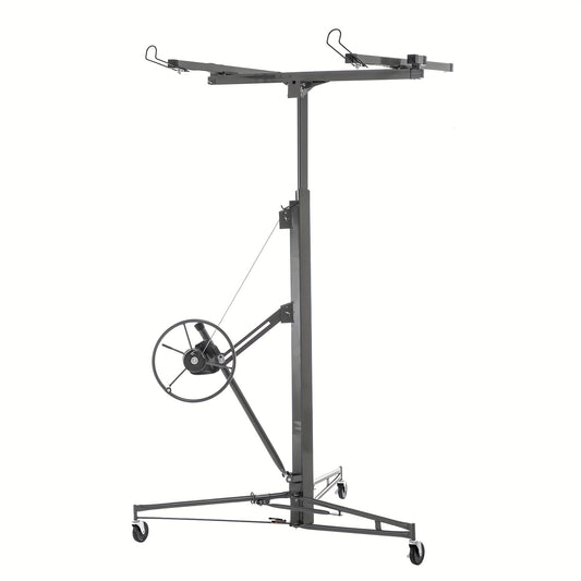 Foldable Heavy-Duty Plasterboard Lift Suitable for Plasterboards - Adjustable Height (180-470cm), Portable 3-Wheel Lift with Parking Brake & 60° Tilt, Metal Frame for Drywall Installation, Ceiling & Wall - Ideal for DIY & Pr