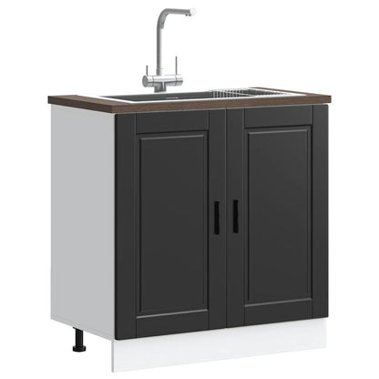 Keukenkast – Keukenopslag – Kasten – Keukenkastje – Keukenkast Met Deuren – Zwart-Wit Design – Hardhouten Constructie – Compact 80x46x81,5 cm