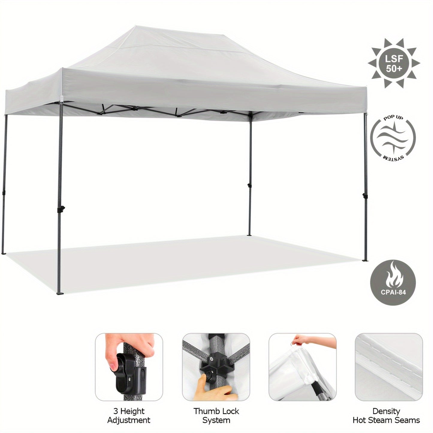 Partytent – Opvouwbare Tent – Luifel – Zonwering – Windscherm – 3x4,5 Meter – Afneembare Zijwanden – Stevig Legering Frame
