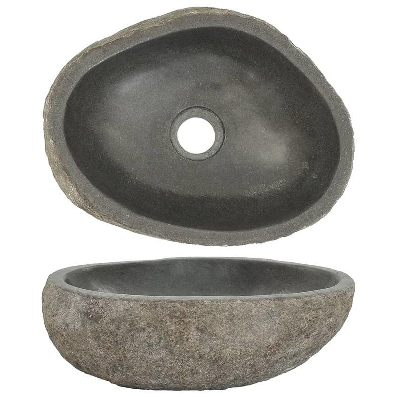Ovale rivierstenen waskom – wasbak – wastafel – badkamerkom – natuursteen – afmetingen 29-38x24-31 cm – natuurlijk materiaal – stijlvol design