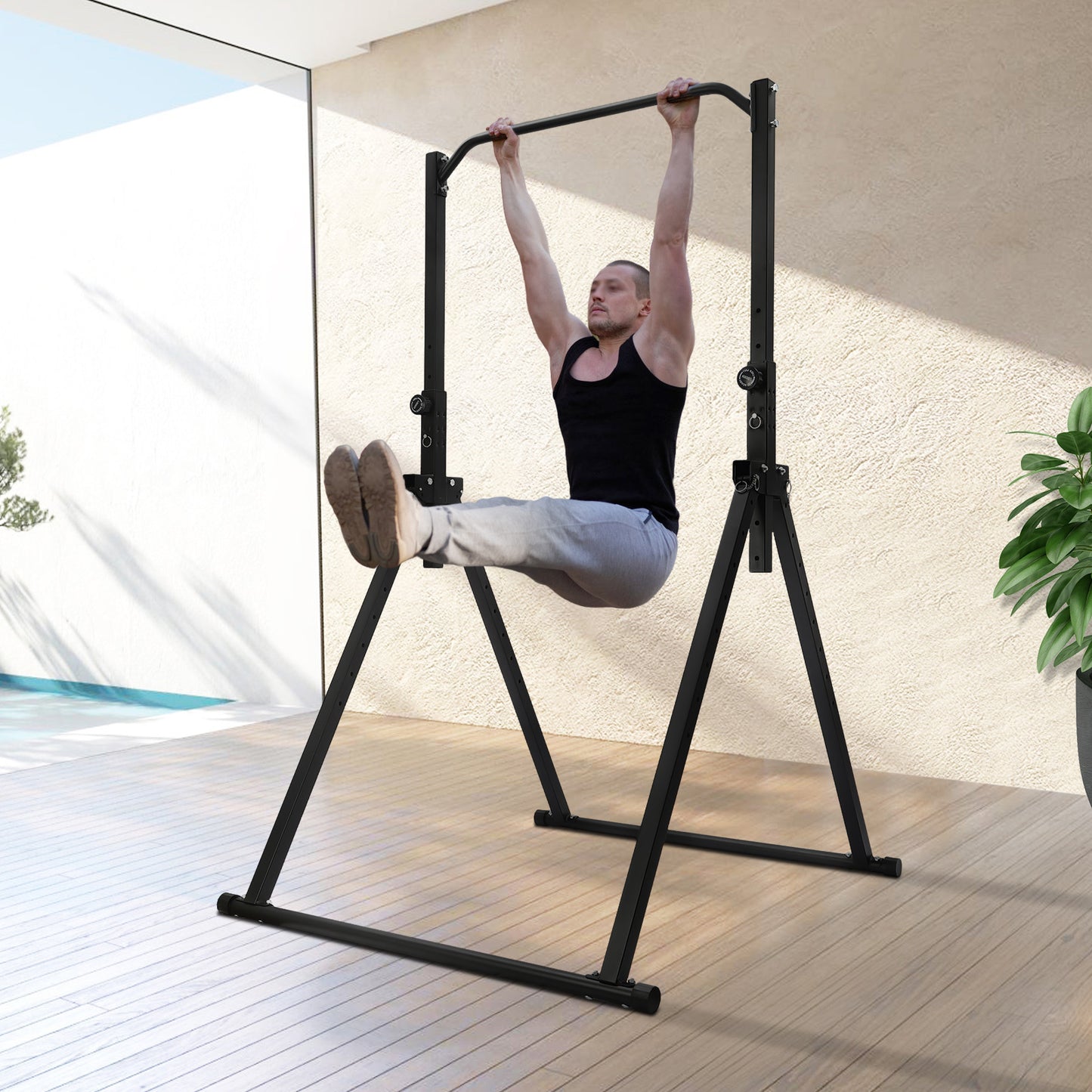 Pull-up Bar – Optrekstang – Krachtstation – Fitnessrek – Inklapbaar – Verstelbare Hoogte 1,75-2,3 m – Carbon Staal Draagkracht 200 kg