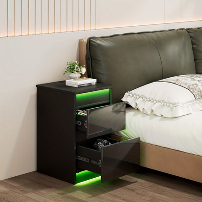 Nachtkastje – Bijzettafel – Ladekastje – Opbergkast – Nachtkastjes – Massief Hout – Compact Formaat – Twee Soepel Lopende Laden