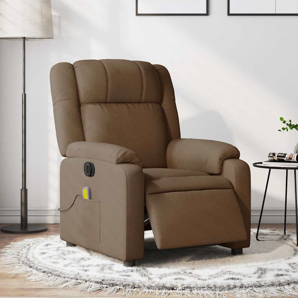 Massagestoel – Relaxstoel – Massagefauteuil – Elektrische Stoel – Loungestoel – Elektrisch Verstelbaar – 6 Massagepunten – Stoffen Bekleding – Warm Bruin