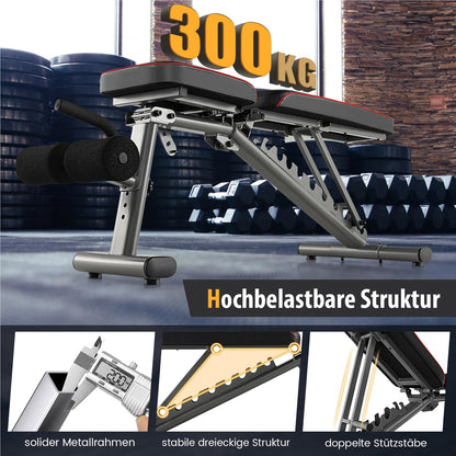 Fitnessbank – Halterbank – Trainingsbank – Buikspierbank – Bench Press – Verstelbaar en Inklapbaar – Max. Belastbaar tot 300 kg