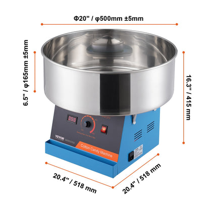 Suikerspinmachine – Suikerspinmaker – Suikerspinapparaat – Suikerspinset – Suikerspinmachine Blauw – 1000W Krachtige Motor – Roestvrijstalen Kom
