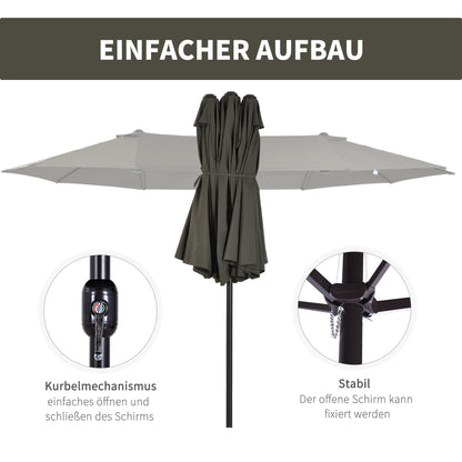 Parasol – Zonwering – Tuinparasol – Terrasparasol – Dubbele Parasol – Extra Groot Ovaal – Handzwengel – Waterafstotend Polyester