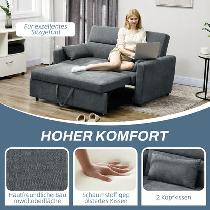 Slaapbank – Bank – Sofa – Bedbank – Logeerbed – 2-Zits – Verstelbare Rugleuning – Fluwelen Bekleding – Stevig Eucalyptus Houten Frame – Donkergrijs