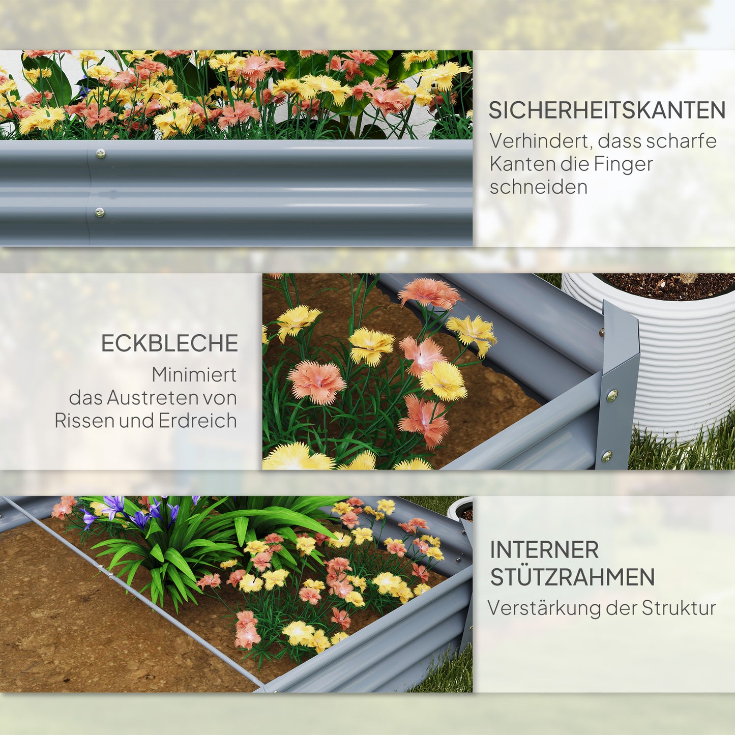 Verhoogd Plantbed – Stalen Border – Bloemenbak – Tuinbak – Kruidenbak – Weerbestendig Staal – Anti-Cut Randen – Comfortabel Tuinieren