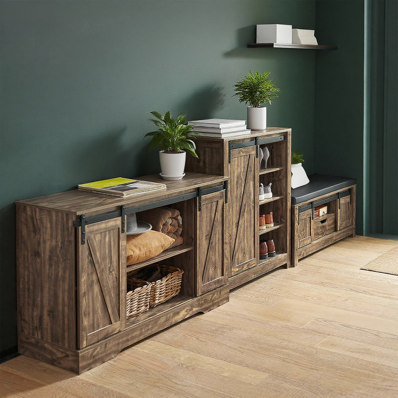Kast met Schuifdeuren – Opbergkast – Dressoir – Boekenkast – Schoenenkast – Verstelbare Planken – Ruimtebesparend Design – 120x70x40 cm