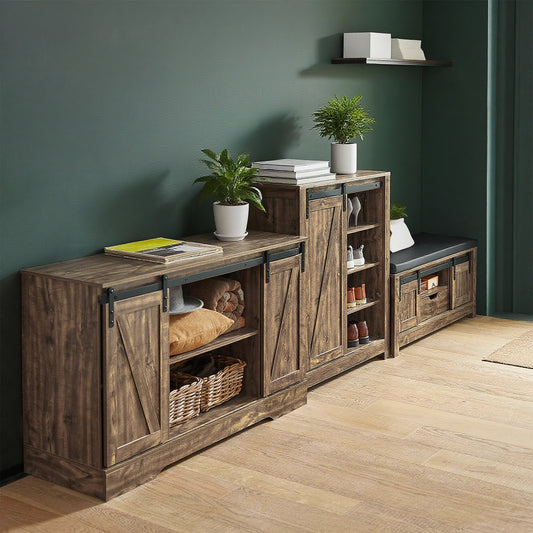 Kast met Schuifdeuren – Opbergkast – Dressoir – Boekenkast – Schoenenkast – Verstelbare Planken – Ruimtebesparend Design – 120x70x40 cm